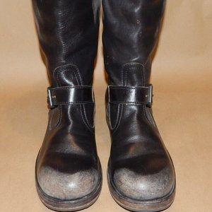 Moma Tall Black Leather Moto Biker Boots W 9 US/ 40 EU Made In Italy
